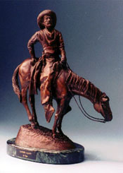 "Longhorn Lullaby", a bronze by L.D. Edgar, Western Heritage Studio, Cody Wyoming