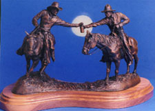 Front view of "Moonshine", a bronze by L.D. Edgar, Western Heritage Studio, Cody Wyoming