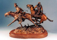 "Stolen Horses - Borrowed Time", a bronze by L.D. Edgar of the Western Heritage Studio in Cody Wyoming.