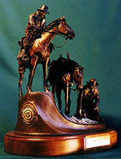 "A Trail Gone Cold", a bronze by L.D. Edgar, Western Heritage Studio, Cody Wyoming