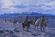 "New Tracks on Old Trails", historically accurate western artwork by L.D. Edgar, Western Heritage Studio, Cody Wyoming - prints and bronzes