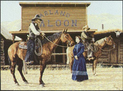 "The Woman in Blue" from the Wyoming Heritage Series by Larry Edgar, Western Heritage Studio, Cody Wyoming - historically accurate prints and bronzes